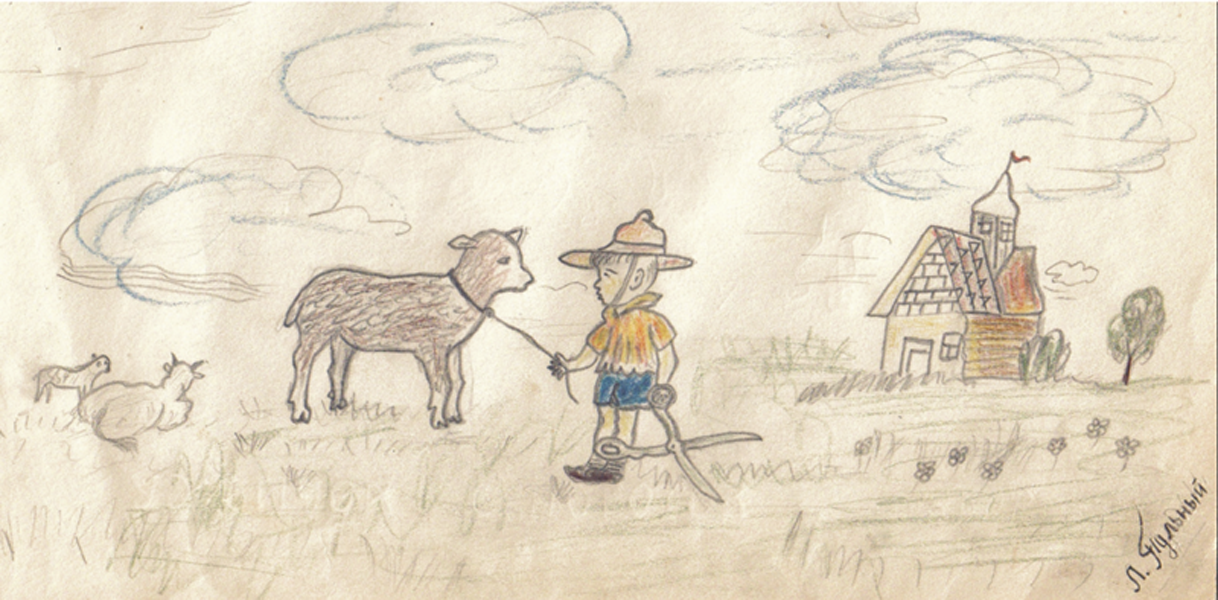 A lamb, drawn by Leonid Pulniy as a child